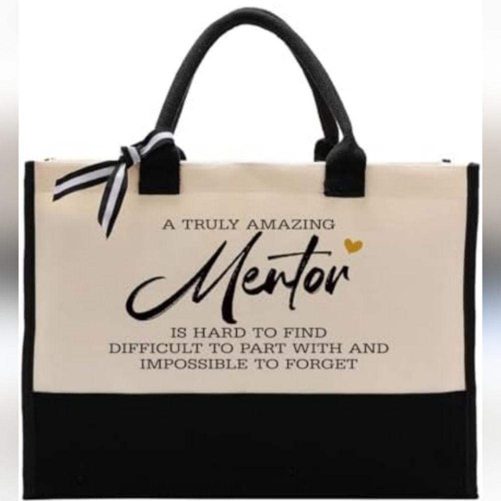 Mentor Black and Cream Canvas Bag NWOT